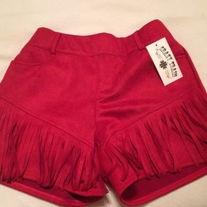 Crazy Train Red Fringe Shorts